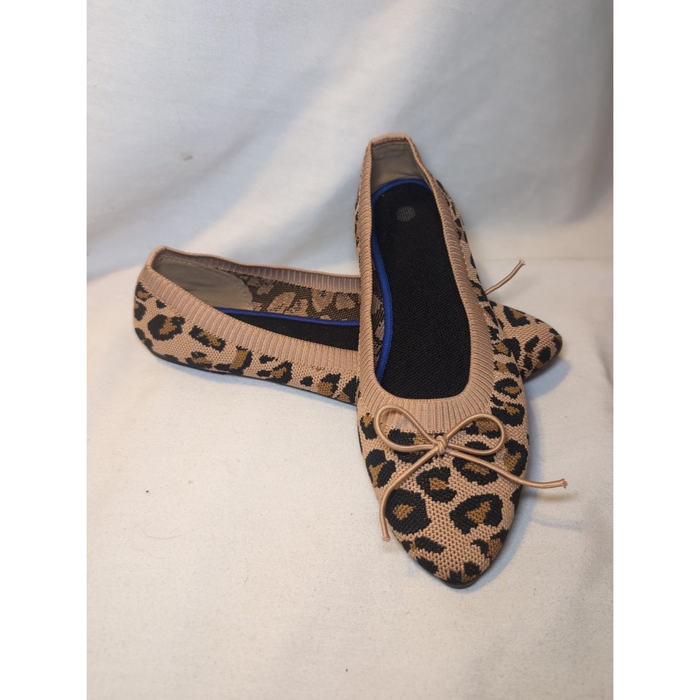 Shupua Women's Flats Leopard Print Shoes Pointed Toe Ballet Flats Faux Rothys